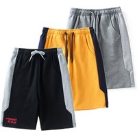 2026 New Summer Kids Boys Knitted Shorts Patchwork Striped Soft Cotton Sporty Shorts For Teenagers Big Boys 2-14 Years Wear