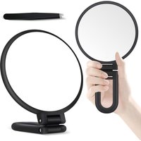 Portable 2X/5X/10X Magnifying Handheld Mirror Foldable Double Side Cosmetic Mirror Grooming Stand Function Hand Mirror Travel