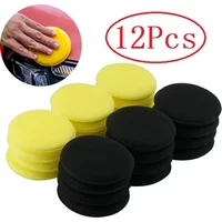 12Pcs Round Car Waxing Polish Wax Foam Sponge High Density Applicator Pads Cleaning Sponge Auto Detail Washing Car Cleaning Tool