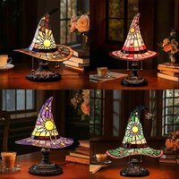 18cm/7.09in Witch Hat Lamps USB Plug LED Light Creativity Desktop Lamp Display Night Home Decoration Halloween Ornaments Gifts