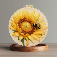 1pc 20X20CM/15X15CM Sunflowers and Honey Embroidery Starter Kit DIY Cross Stitch Sewing Art for Gift