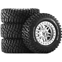 90mm 1 9 Inch Metal Beadlock Wheels with 12mm Hex Tires for 1/12 RC Crawler MJX H12Y MN128 MN82 Upgrade - Durable Off-Road Wheel