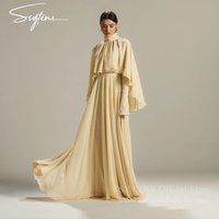 SSYTENS Dubai Evening Dresses Customizd Elegant Wedding Party Dress Chiffon Luxury Evening Dresses Long Sleeves Women Night Gown