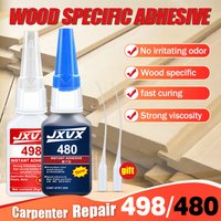498/480 Clear/Black Wood Super Glue For Woodworking Furniture Repair Safe Carpenter Glue Instant Quick-drying Cyanoacrylate Adhesive For for Chairs Tables Doors and Wooden Floors.