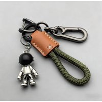 Personalized Logo Key Chain Ring Braid Rope Astronaut Pendant Custom Name Number Cartoon Cute Car Leather Keychain Bag Keyring