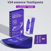 V34 Purple Teeth Whitening Strips Gentle Enamel-Safe Home Whitening Set Instant Brightening Formula Teeth Care14 Pairs