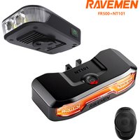 RAVEMEN Bike Light Set FR500 Headlight Front Light For Garmin Wahoo XOSS IGPSPORT Magene GPS and NT101 Turn Signals Rear Light Taillight Anti-Theft USB-C Rechargeable With AGM04 Gopro Adapter Auto