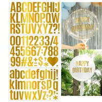 5 Sheet Gold Number Letter Label Stickers for Birthday Party DIY Self-Adhesive Alphanumeric Symbol Gift Decoration Sticker