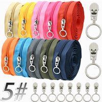 5# Nylon Zipper Slider + Colored Zippers Tape Clothes Decorative Ring Zips Puller Closure Repair Kit DIY Replacement Accessories
