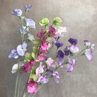 Simulation 63cm Simulation Pea Flower 7 Heads Flocked Fake Flower Silk Artificial Bouquet Home Ornament