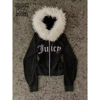 Zip Up Hoodie Men Vintage Streetwear Letter Rhinestone Design Plush Sweatshirt Retro Velvet Cardigan Jacket Casual New Fashion