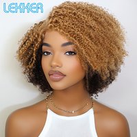 Lekker Blonde Short Afro Kinky Curly Side Part Lace Bob 100% Human Hair Wigs For Women Brazilian Remy Hair Glueless Color Wigs