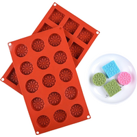 15 Holes Square or Round Flower Pattern Silicone Chocolate Mold For Handmade Soap Gypsum Mold Kitchen Baking Tools Cake Mold
