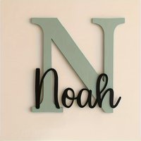 Wooden Name Plate for Children's Room - Customized Door Sign with Baby's Name Ideal Gift for Birth Baptism Wall Decor