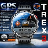 T-Rex3 Pro Military Smart Watch with GPS Compass Rugged Clock Men with 1100mAh Extra-Large Battery Sports Fitness Swim Watches