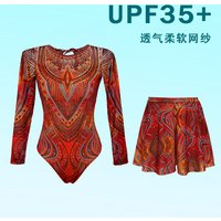 New Summer Women's Sexy and Fashionable Long Sleeved Sunscreen Breathable Mesh Two-piece Swimsuit Set