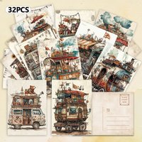 32pcs, Fantasy RV postcards, wall stickers, mailing cards, greeting cards, DIY postcards, commemorative postcards
