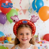 5pcs Peppa Pig Theme Headwear Cartoon Cute Creative Hairband Balloon for Kids Wear Decoration Play Photography Props Headwear