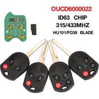 Jingyuqin OUCD 6000022 Porte-clés de voiture à distance, puce ID63 315/433MHZ, pour Ford c-max Edge Escape Focus Lincoln Mazda HU101/FO38 Blade