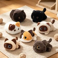 20/25cm Black Cat Siamese Kitten Plush Toys Cartoon Lifelike Kitten Dolls Animal Artificial Touch Doll Kids Girls Birthday Gifts
