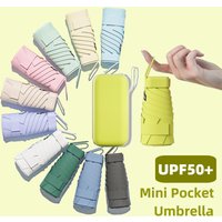 UPF50+ Mini Folding Umbrella Vinyl Small Sun Shade Umbrella Pocket Rain Travel Umbrella Ultraviolet Protection Capsule Parasol