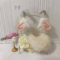 New Sheep Ears Horns Hairhoop Tail Necklace Earrings Bells Cosplay Carnaval Gothic Lolita Costume Acessories Headwear