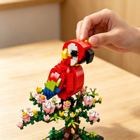Scarlet Macaw Micro Mini Blocks, DIY Bird Model, Stress Relief Decor, Educational Parent-Child Toy, Collectible Gift for Kids