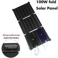 100W Folding ETFE Solar Panel USB/Type-C/DC Interface Output Solar Folding Charger Power Bank for Phone Outdoor Travel Camping