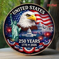 2D Flat - 1pc Round Aluminum Sign for The Usa'S 250Th Anniversary, a Patriotic Metal Art Decoration for The Home