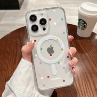 INS Korean Creative Colored Wave Dots Phone Case For iPhone 17 Pro 16 11 15 14 12 13 Pro Max For Magsafe Shockproof Soft Funda