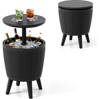 Portable Outdoor Patio Ice Bucket Table with Lighted Lid and Drain, 37L/38L Capacity, Suitable for Drinks and Parties (Black, 49