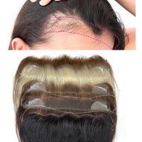 Extensions de cheveux naturels 100% cheveux humains, 2x13 pouces, dentelle, sans clip, ligne de cheveux invisible, toupet frontal pour femmes