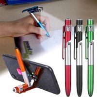 4 In 1 Multifunction Ballpoint Pen LED Light Phone Holder Stylus Touch Screen Pen For Office School Student Stationery