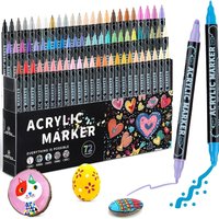 Dual Tip Acrylic Paint Pens,Dot&Fine Tip Premium Coloring Drawing Markers Set for Wood,Rock Painting,Canvas,Glass Art Supplies