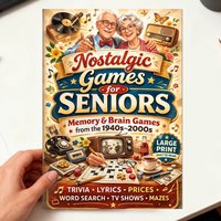 Nostalgic Games for Seniors Book, 1940s-2000s Memory Brain Puzzle Lyrics TV Shows Word Search Mazes Activity Book