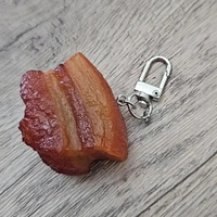 PVC Fake Braised Pork Fried Chicken Keychain Creative Simulation Food Pendant Kids Unisex Decoration Promotional Fashion Gifts