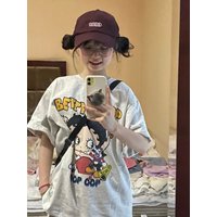 American Retro 100% Cotton White Grey Short Sleeve Women's Loose Summer Small Design Sense Half Sleeve Top Ins T-shirt