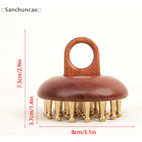 ใSanใTooth Solid Copper Meridian Brush Red Sandalwood Handle Massage Brush Beauty Body Relaxation Sculpting Massage Tool
