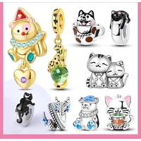 925 Sterling Silver Husky Puppy Charm Beads Fit Original Bracelets Bag Keychain Charms Beads Pendant Diy Women Jewelry Gift