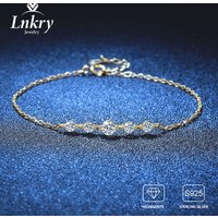 Lnkry Certified 4mm&3mm Moissanite Bracelet Pulseira Prata 925 Sterling Silver Bracelets for Women Sparkling Hand Chain Jewelry