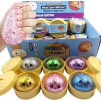 Dumpling Squishy Glitter With Box Dumplings Sensory Steamer Soft TPR Dough Ball for Decompression Fidget Toy Stress Relief Gift