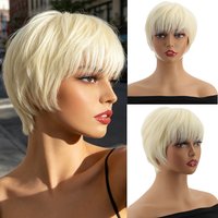 8 Inch Light Blonde Short Synthetic Wig for Women Natural Looking Heat Resistant Fiber Full Machine Made Soft Daily Party