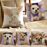 C-Chihuahua Dog Throw Cushion Cover Pillowcase Anti-dustmite living Room Sofa Decor Cushion Room