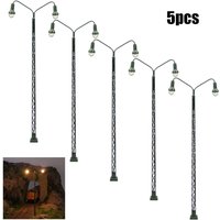 5pcs Model Railway Lamp Lattice Mast Light HO 1:87 Scale LED Street Light Train Layout For Home Garden Decor Craft Miniature