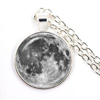 New Arrival Arrival Birthday Moon Necklace Handmade Glass Dome Full Moon Lunar Eclipse Necklace Pendant Jewelry Gift