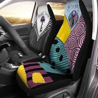 2pcs Jack And Sally Car Cover, Nightmare Horror Movie Halloween Decoration