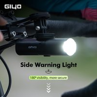 Lampe avant de vélo GIYO 400-1500LM, lampe torche pour vélo avec lentille rotative, anti-éblouissement, étanche IP66, rechargeable par type-C