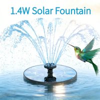 1 Set 1.4w Outdoor Solar Fountain Water Pump Bird Bath Fountain with 6 Nozzles Suitable for Courtyard Garden Pools Bird Bath