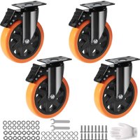 SucceBuy 2-6in PVC Furniture Caster Wheels Set of 4 Swivel Plate Casters with Security A/B Lock Non-Marking for Cart Workbench