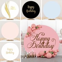 White Round Backdrop Cover For Birthday Party Pink Black Circle Backdrop Baby Shower Photography Background Decoration Props